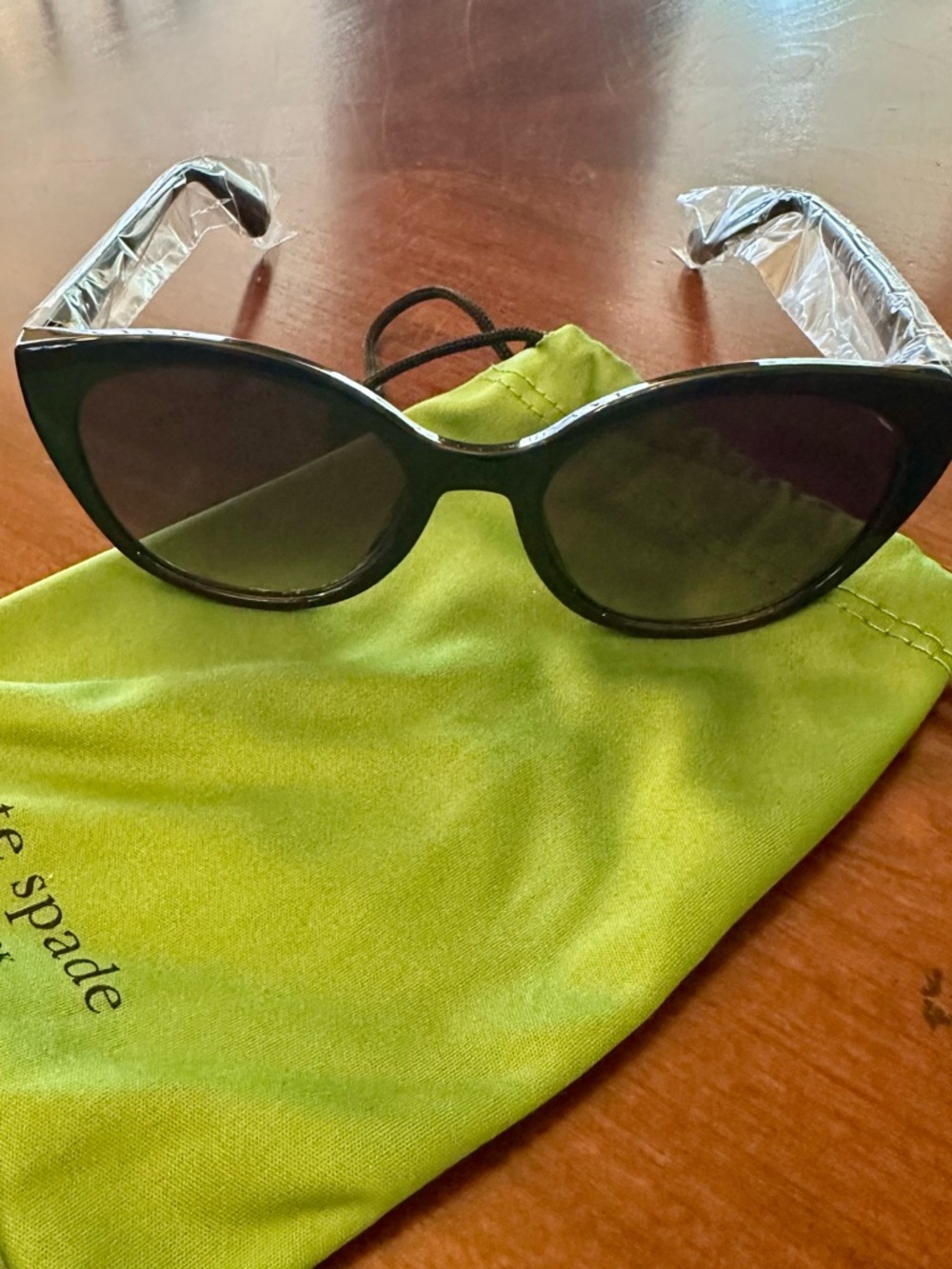 kate spade Black Cat-Eye Sunglasses with Dark Lenses